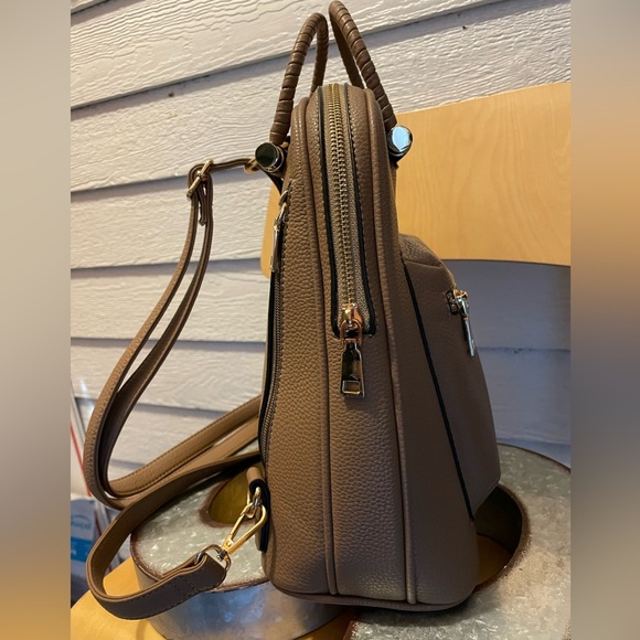 Taupe Convertible Backpack w Adjustable/Removable Strap - Picture 6 of 7